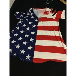 American Flag Dress Women's XL‎ Cold Shoulder Stars and Stripes Patriotic